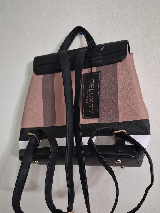 Women's Colorblock Backpack in Black and Blush - Picture 2 of 12